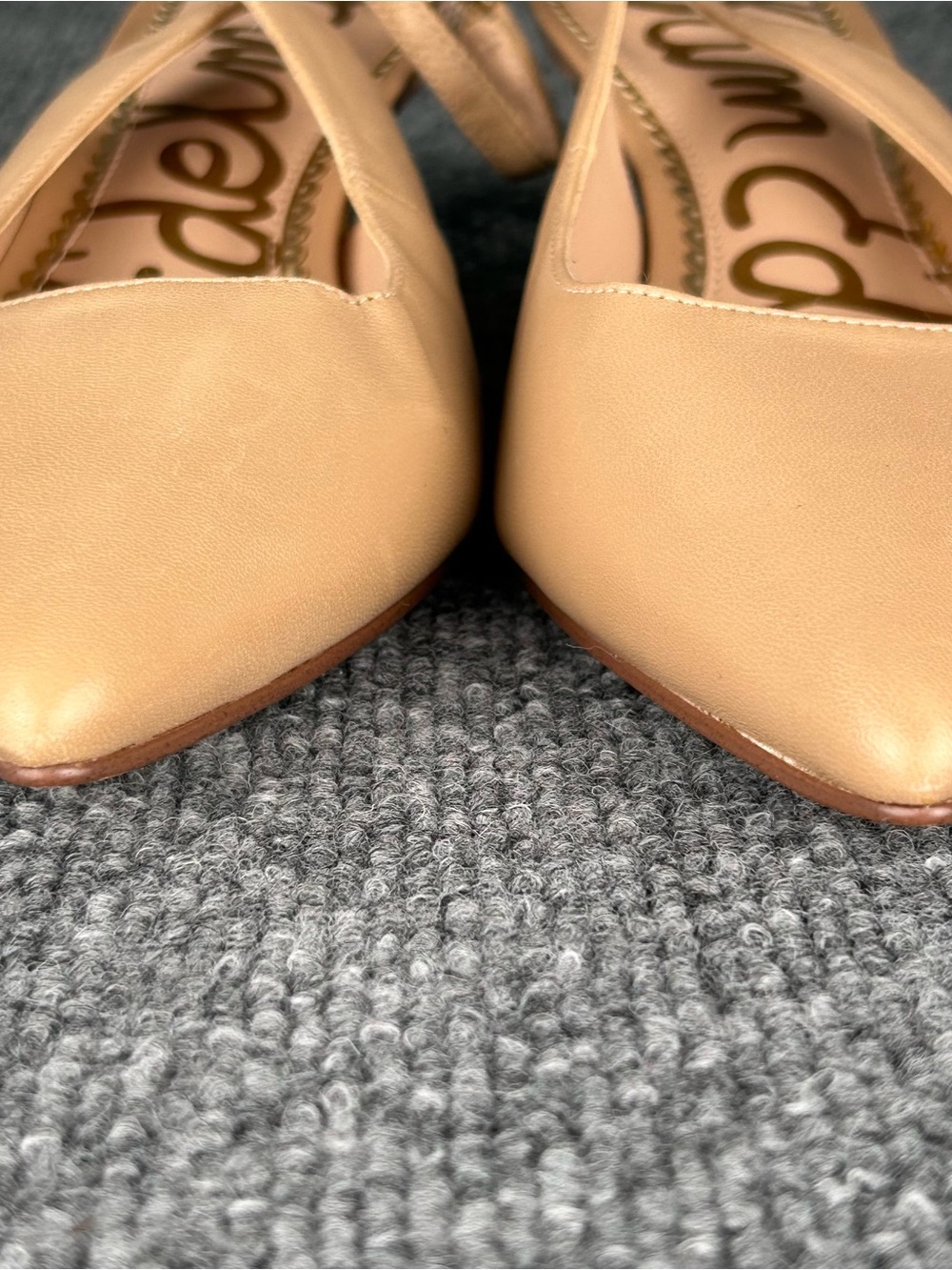 Sam Edelman Bianka Slingback Pump Neutral Nude Leather 8.5 Wedding Formal Prom - Picture 5 of 14